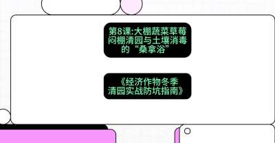 第8节：【大棚蔬菜草莓】闷棚清园与土壤消毒的&ldquo;桑拿浴&rdquo;，课程：《经济作物冬季清园&middot;实战防坑指南》#识农AI
